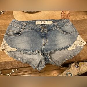 Brandy Melville Blue Jean Shorts with White Lace size 40
